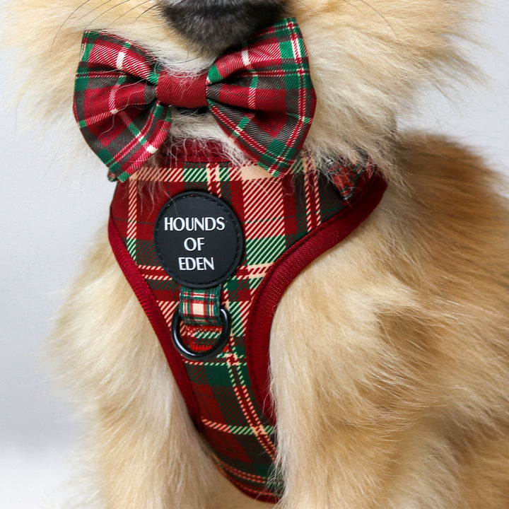 Tartan Me Up - Arnés para perros con diseño de tartán rojo y crema