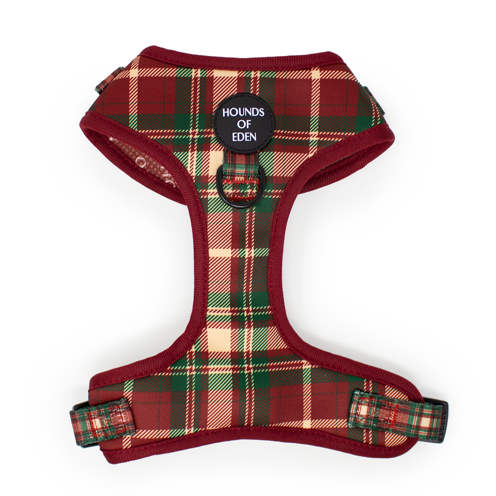 Tartan Me Up - Arnés para perros con diseño de tartán rojo y crema