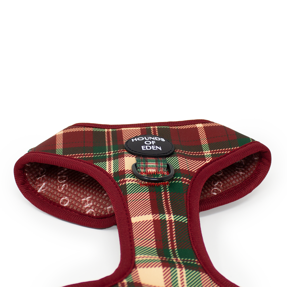 Tartan Me Up - Arnés para perros con diseño de tartán rojo y crema
