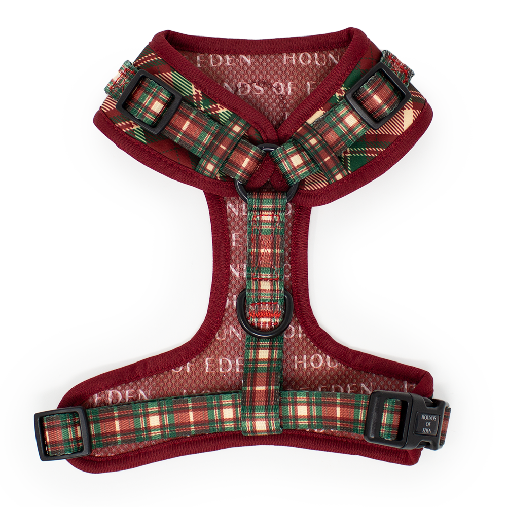 Tartan Me Up - Arnés para perros con diseño de tartán rojo y crema