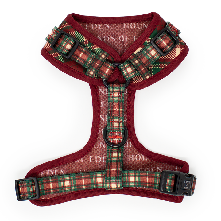 Tartan Me Up - Arnés para perros con diseño de tartán rojo y crema