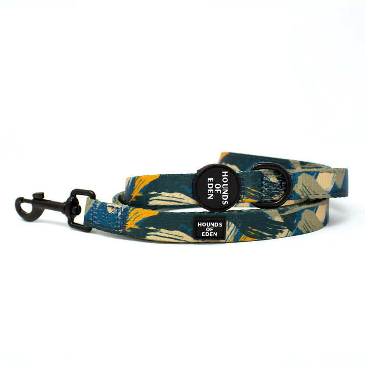 'Brush it Off' - Olive, Blue & Orange Camo Pattern Dog Collar