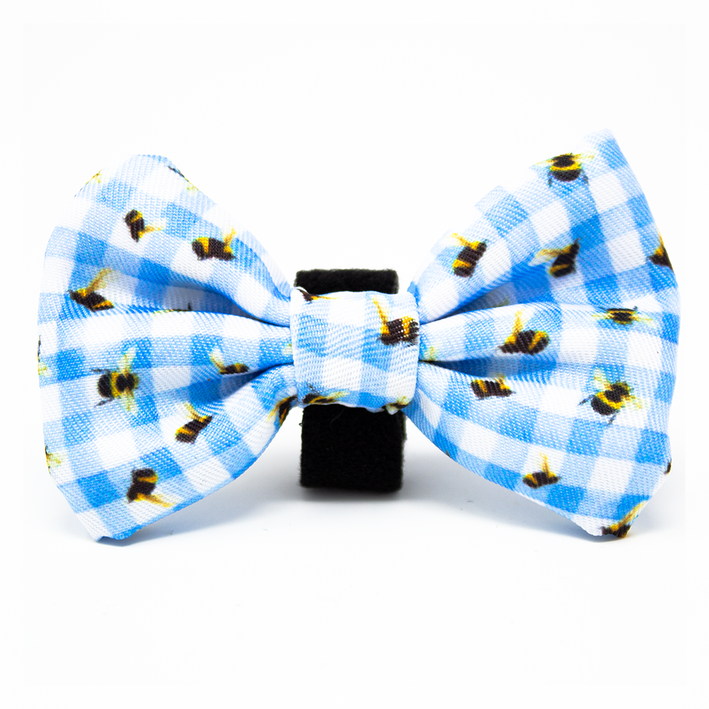 Bee You-tiful - Blue Gingham with Bees Dog Harness