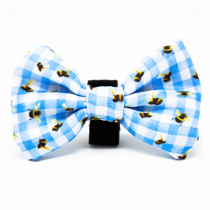 Bee You-tiful - Blue Gingham with Bees Dog Harness