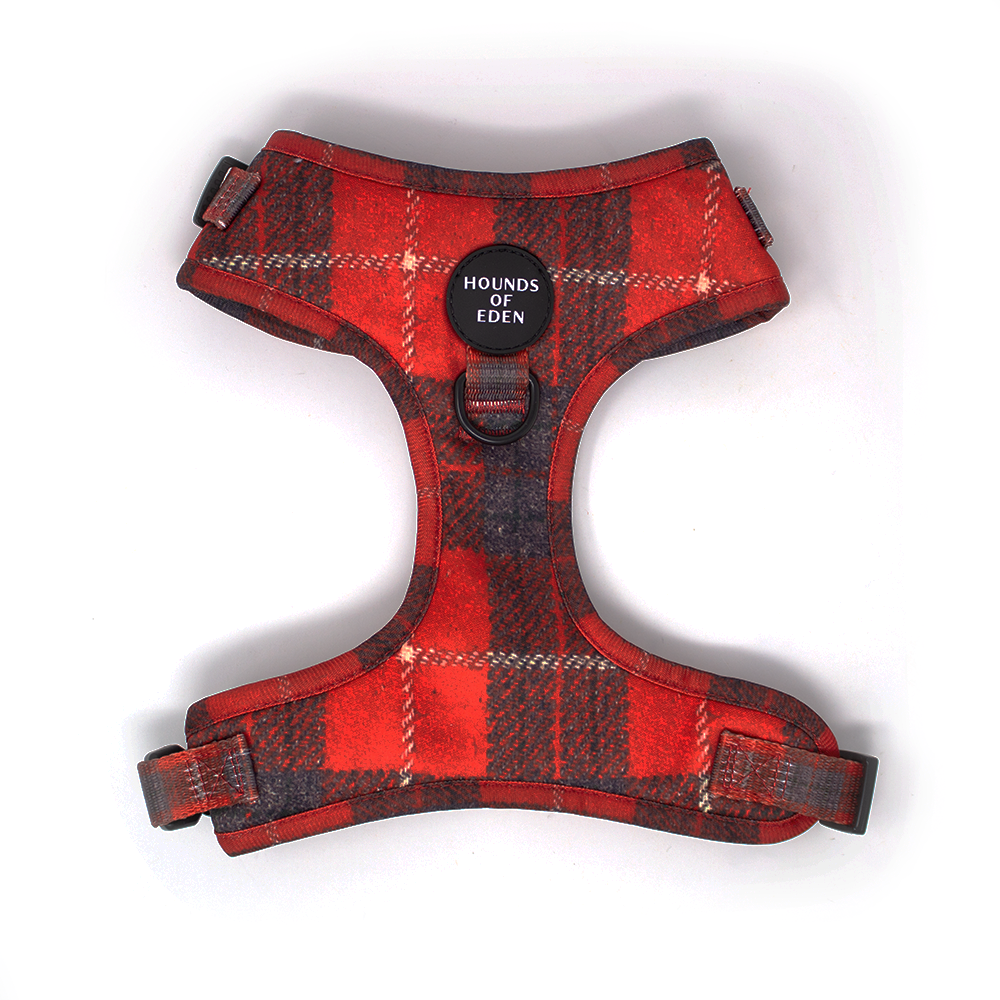'Sammi' - Red & Grey Check Dog Harness