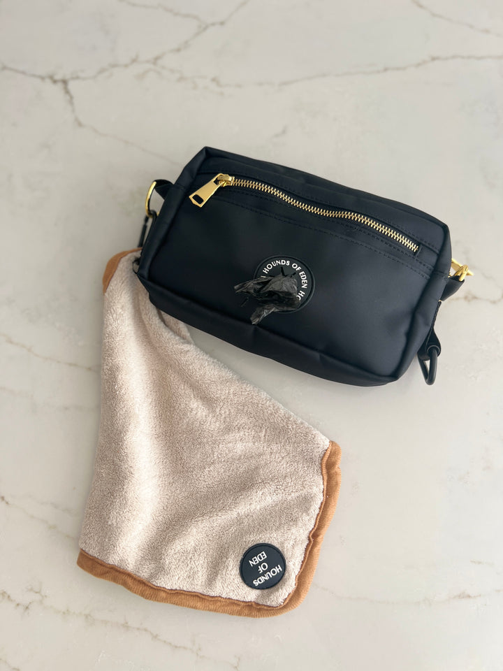 Mini Dog Towel + Clip, Lilac & Yellow