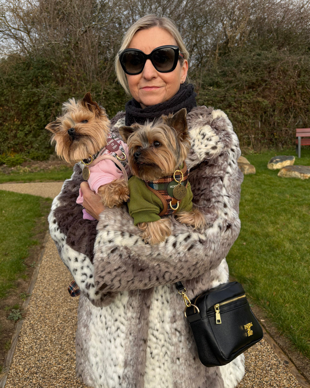 Leather Dog Walking Bag - Black - Gold Hardware *BAG ONLY*