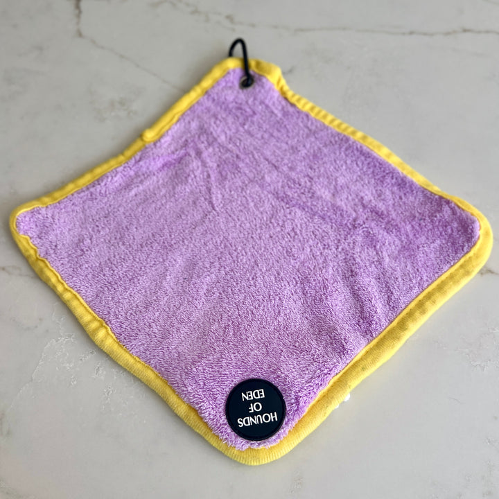 Mini Dog Towel + Clip, Lilac & Yellow