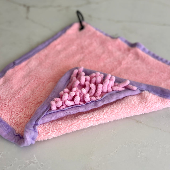 Mini Dog Towel + Clip, Pink & Lilac