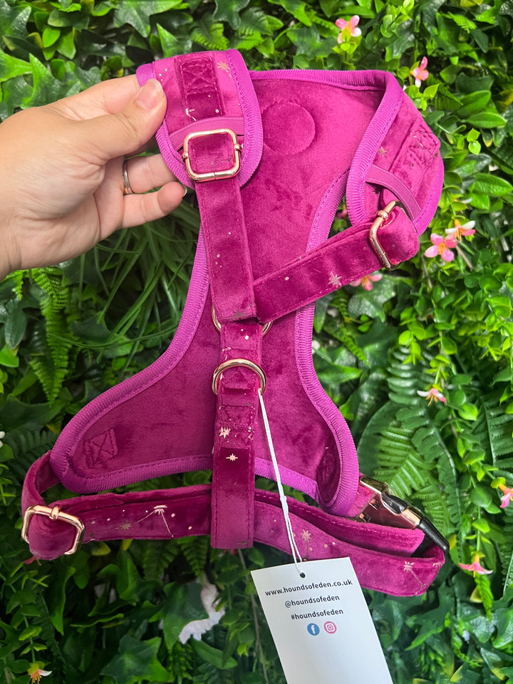 OUTLET- Magenta Sky Velvet & Rose Gold Harness Medium