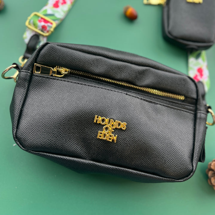 Leather Dog Walking Bag - Black - Gold Hardware *BAG ONLY*