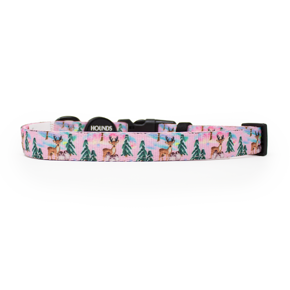 Aurora Nights - Pink Penguin Design Dog Collar