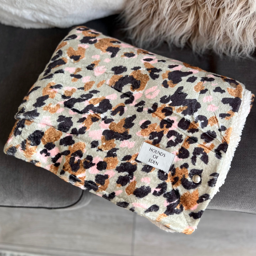 Sage Leopard Snuggle Blanket- with Poppers