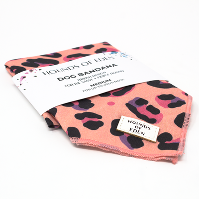 'Blushing Leopard' - Leopard Cotton Dog Bandana