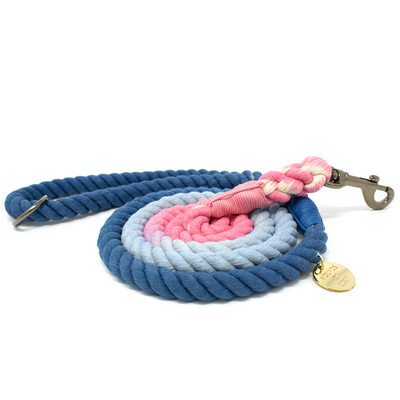 Ombre Blue, Light Blue & Pink Cotton Rope Lead