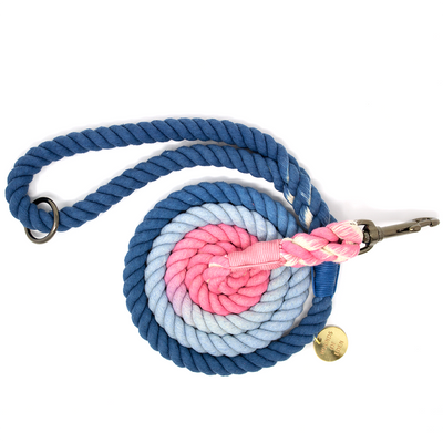 Ombre Blue, Light Blue & Pink Cotton Rope Lead