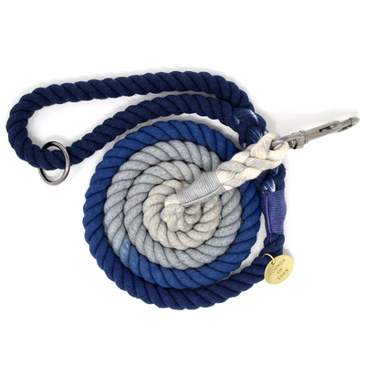 Ombre Blue & Grey Cotton Rope Dog Lead