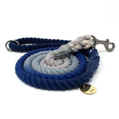 Ombre Blue & Grey Cotton Rope Dog Lead