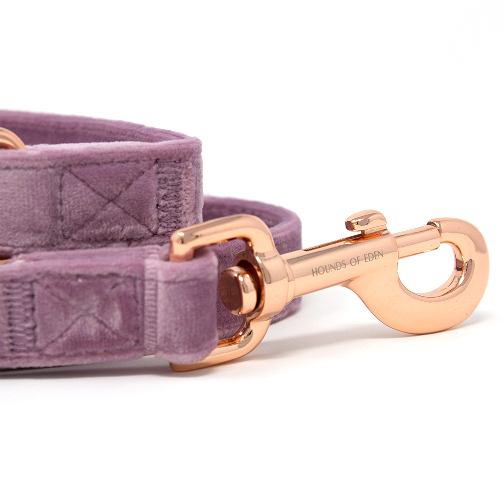 Lilac Dreams - Lilac Velvet Dog Lead with Rose Gold Hardware