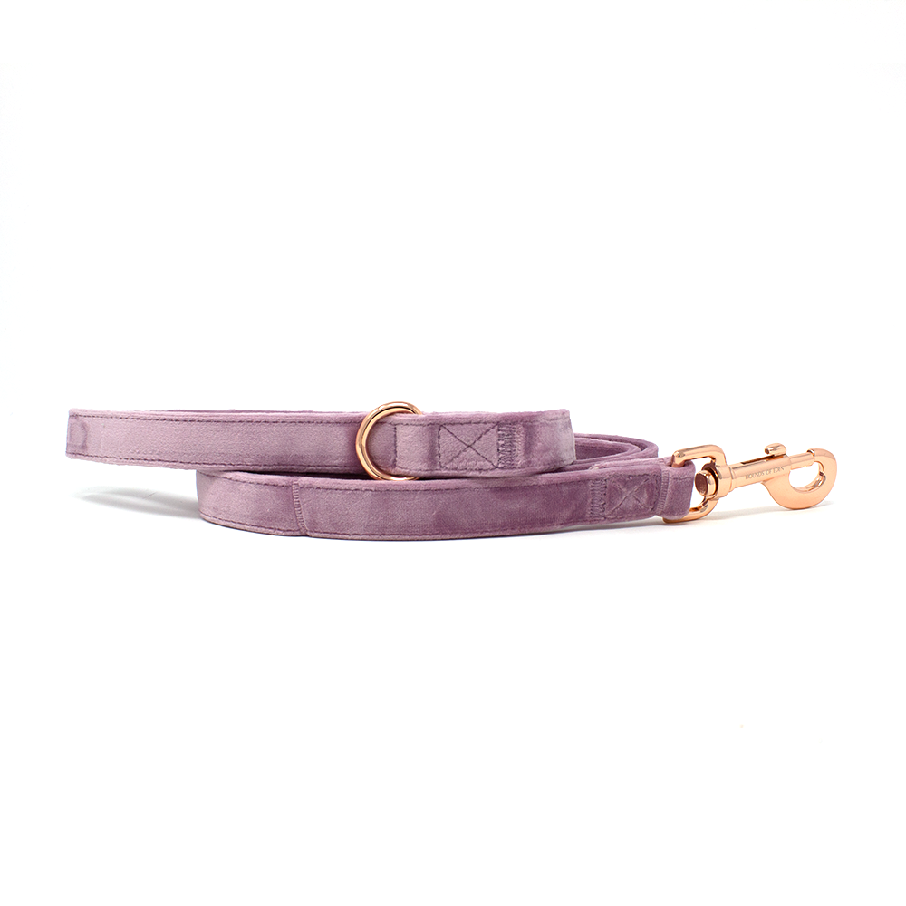 Lilac Dreams - Lilac Velvet Dog Lead with Rose Gold Hardware