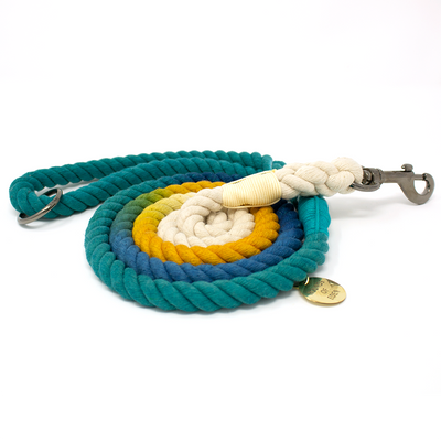 Ombre Turquoise & Orange Cotton Rope Lead