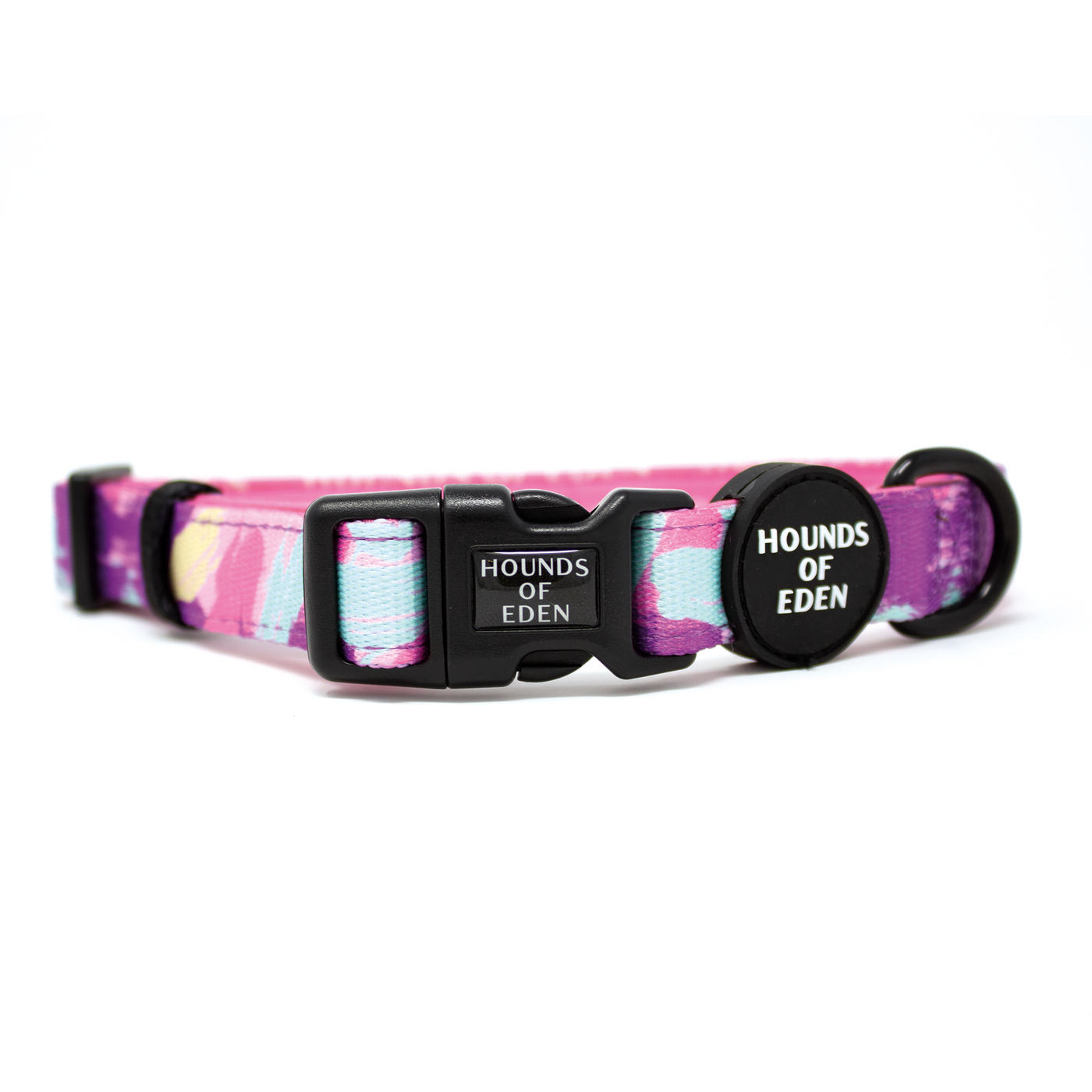 'Blush it Off' - Pink, Purple, Pastel Mint & Lemon Camo Pattern Dog Collar