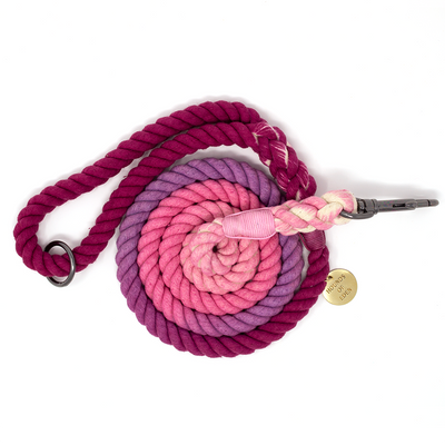 Ombre Magenta, Purple & Pink Cotton Rope Dog Lead