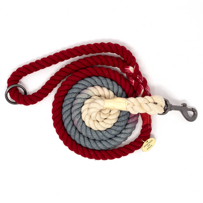 Ombre Red & Grey Cotton Rope Lead