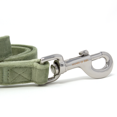 Sage Mist - Green Velvet Dog Harness with Silver Metal Hardware
