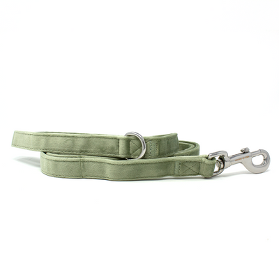 Sage Mist - Green Velvet Dog Harness with Silver Metal Hardware