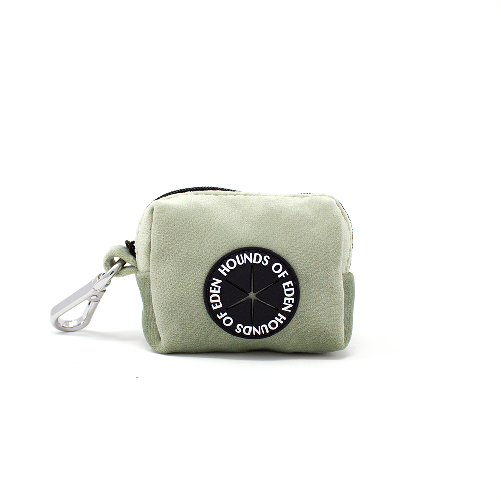 Sage Mist - Green Velvet Dog Harness with Silver Metal Hardware