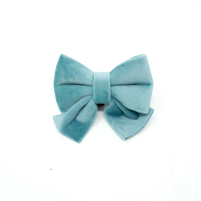 Tiffany's - Light Teal Velvet Dog Harness with Silver Metal Hardware