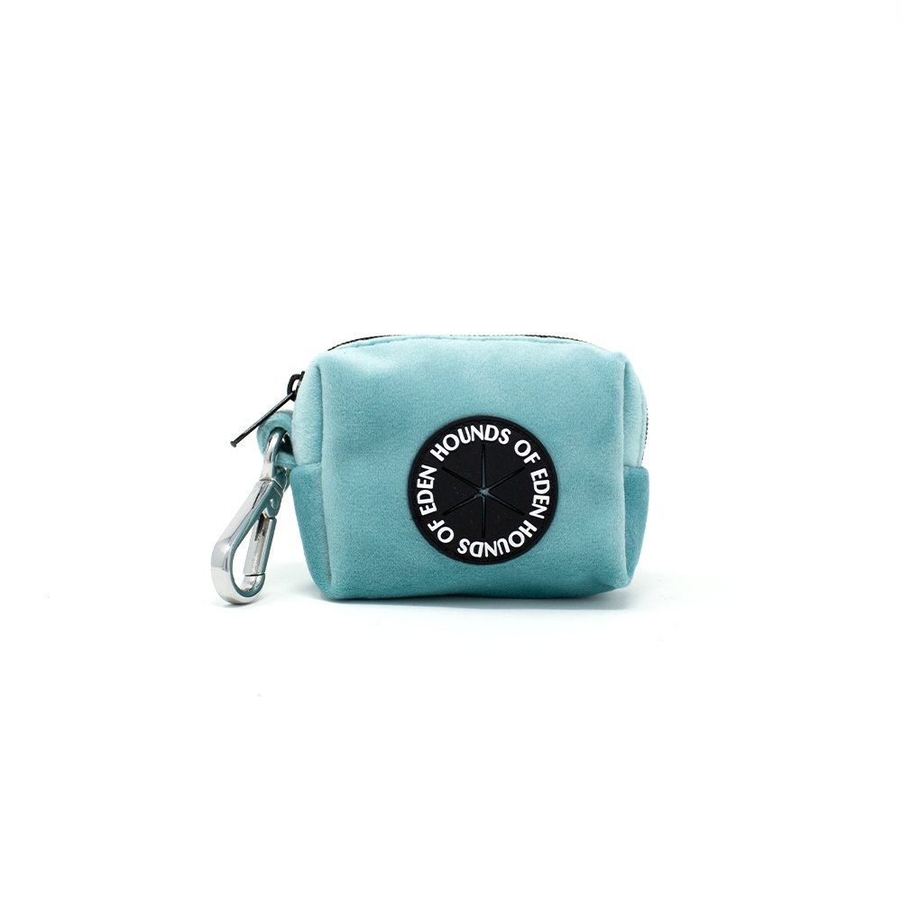 Tiffany's - Light Teal Velvet Dog Harness with Silver Metal Hardware