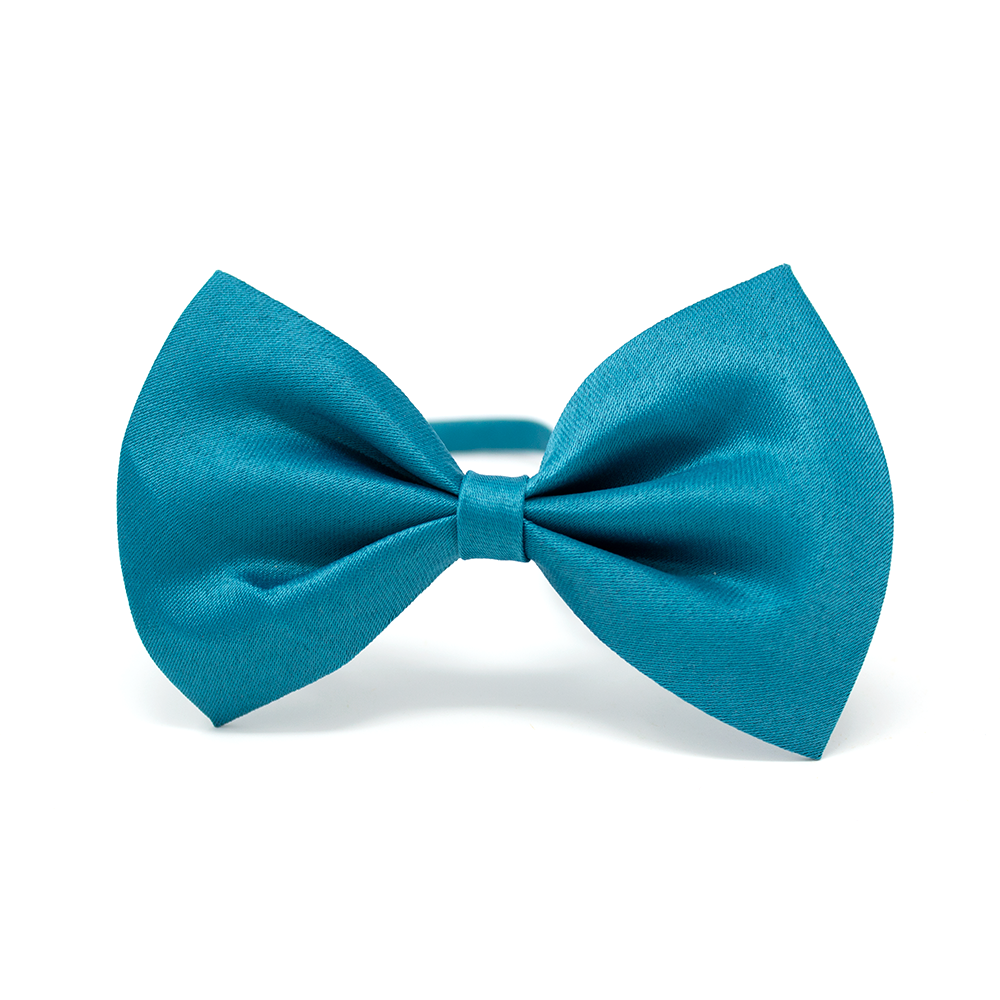 Turquoise Satin Dog Bow Tie