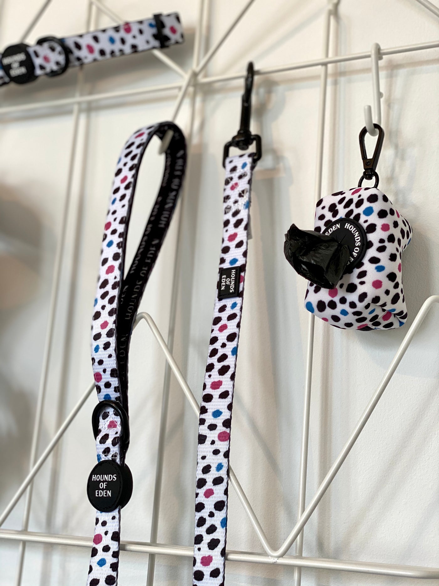 'Spot the Dog' - Black, Blue & Pink Spotted Dog Harness