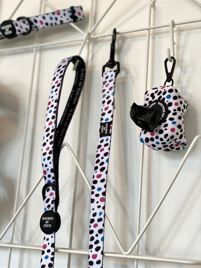 'Spot the Dog' - Black, Blue & Pink Spotted Dog Harness