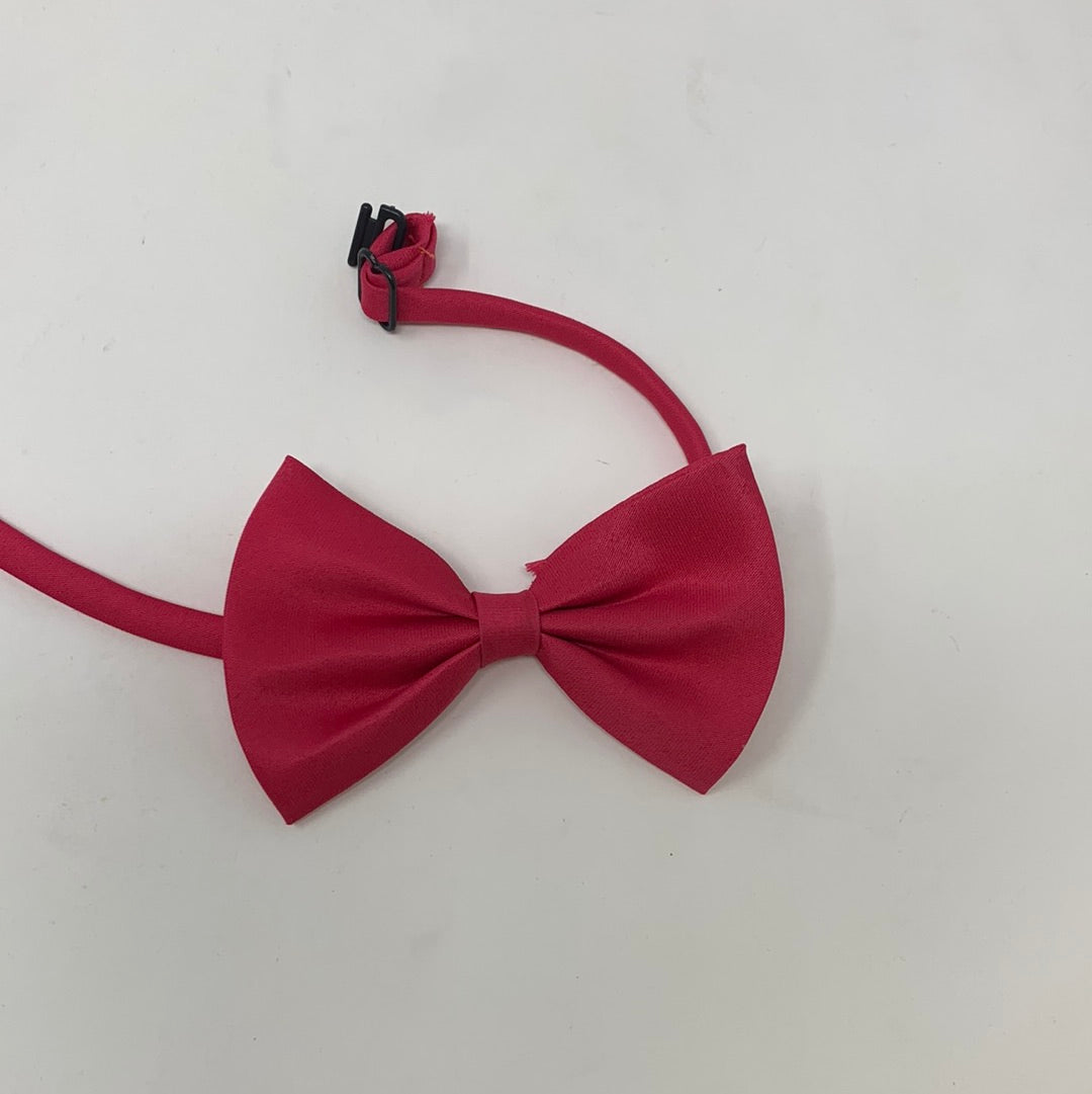 OUTLET-HOT PINK SATIN BOW TIE-0155