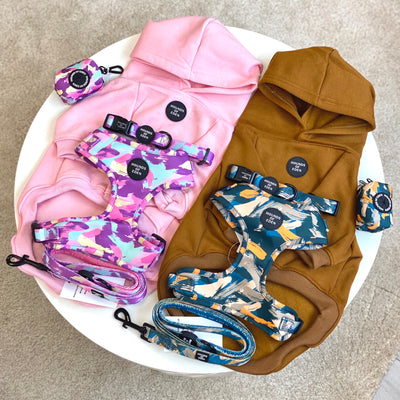 'Blush it Off' - Pink, Purple, Pastel Mint & Lemon Camo Pattern Dog Harness