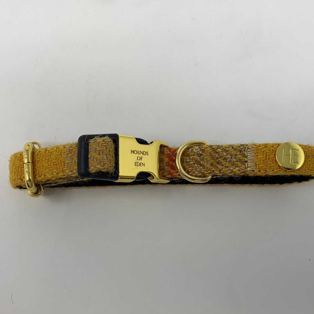 OUTLET-EXTRA SMALL 'HONEY' HARRIS TWEED DOG COLLAR-0126