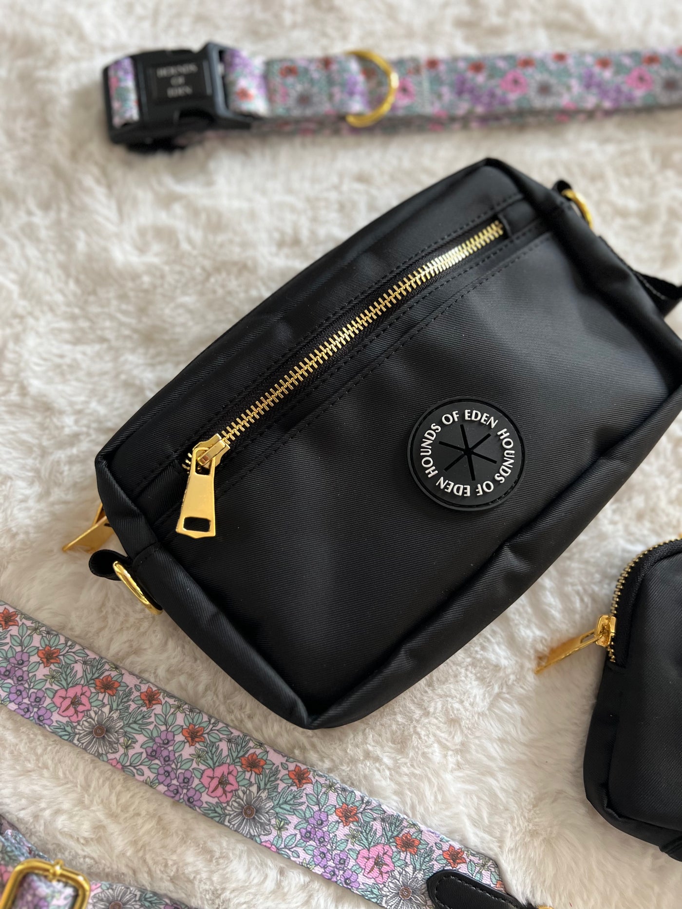 Ulti-Mate Dog Walking Bag - Black - Gold Hardware