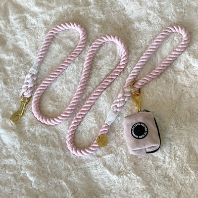 Pure Peony Pink Cotton Rope Lead - Gold Hardware