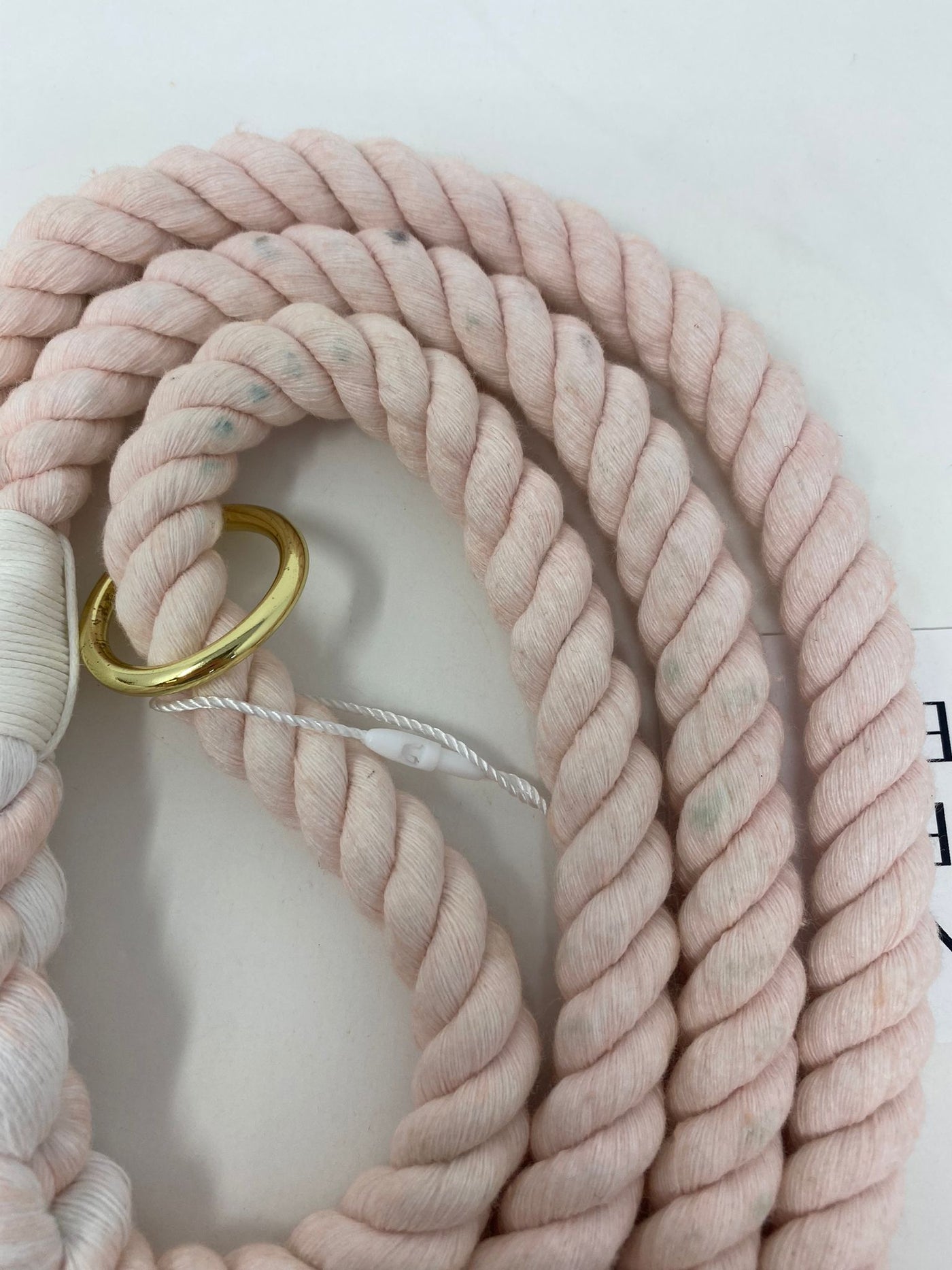 Outlet- PURE PEONY PINK COTTON ROPE LEAD - GOLD HARDWARE - 0084