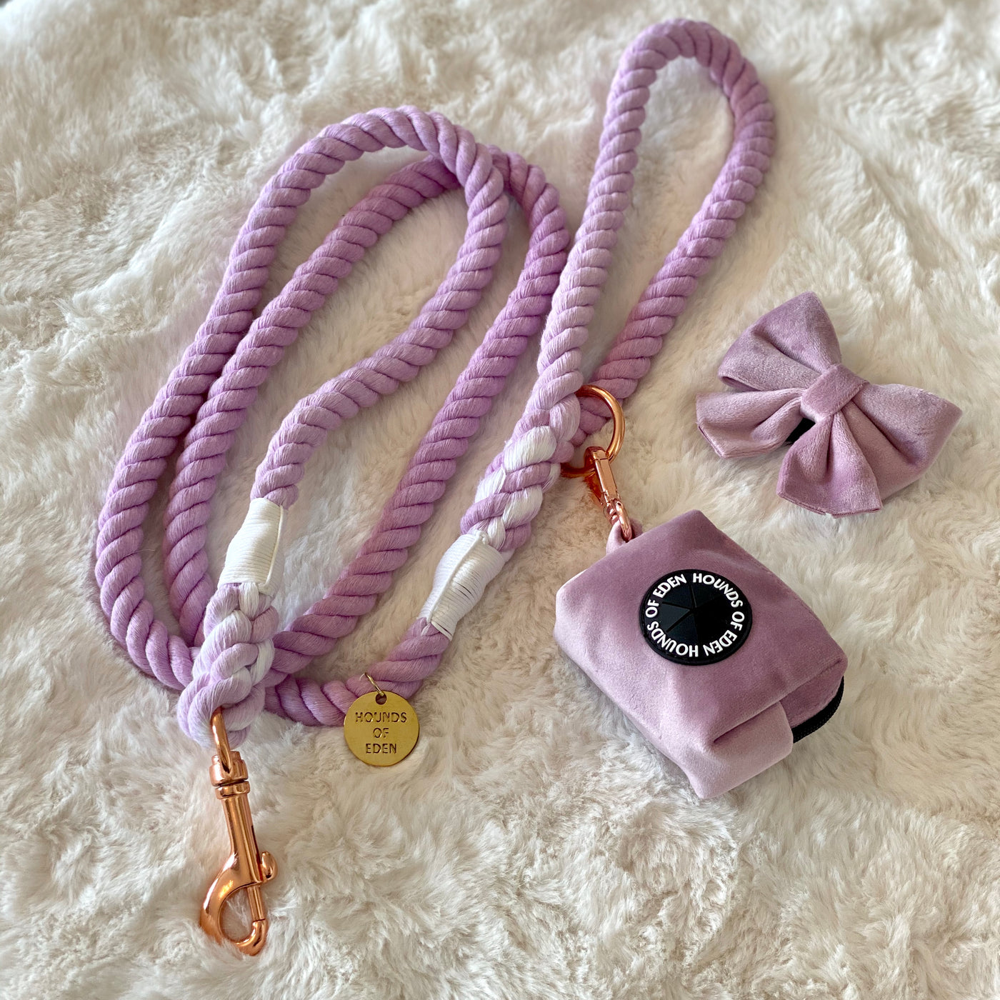 Lilac Dreams - Lilac Cotton Rope Lead - Rose Gold Hardware