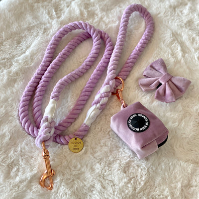 Lilac Dreams - Lilac Cotton Rope Lead - Rose Gold Hardware