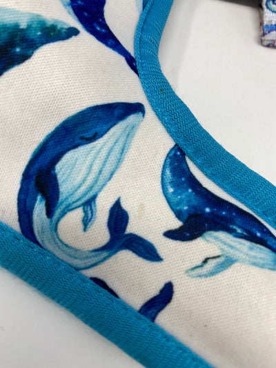 Outlet - MEDIUM 'WHALE OF A TIME' - SEA THEMED REVERSIBLE DOG HARNESS - 0052
