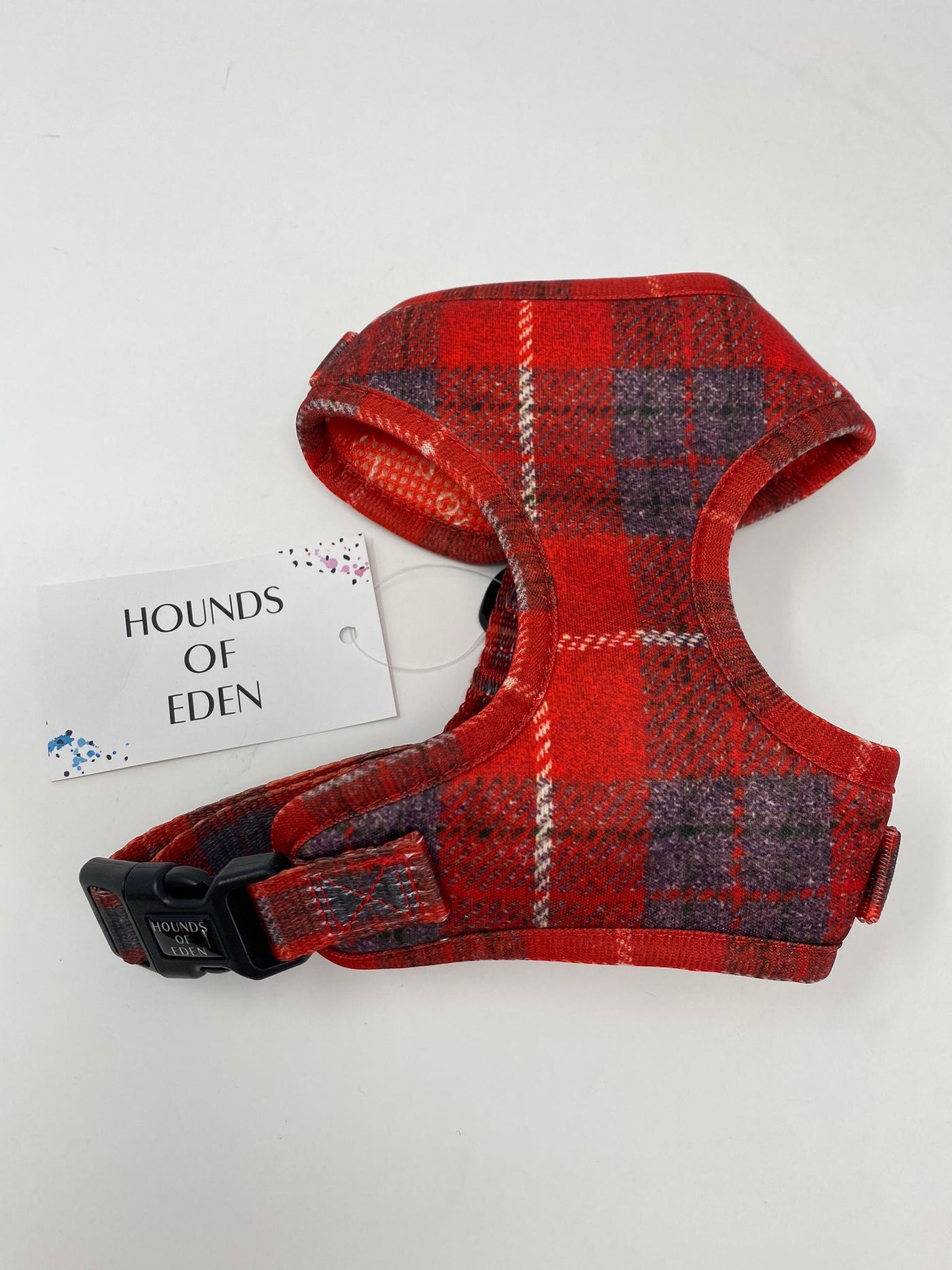 Outlet - XS 'SAMMI' - RED & GREY CHECK DOG HARNESS - 0028