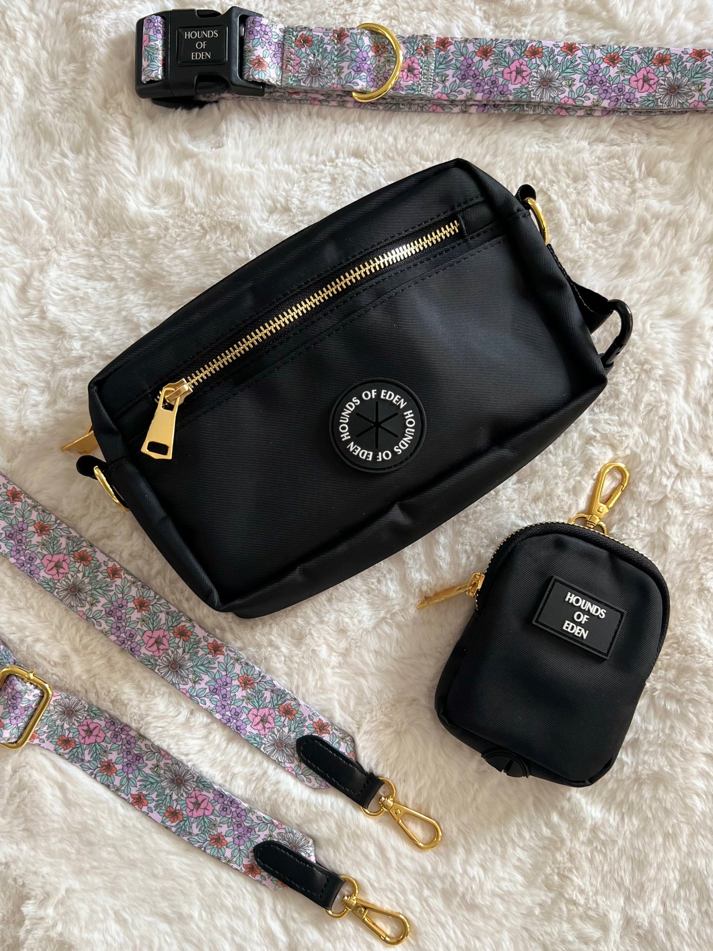 Ulti-Mate Dog Walking Bag - Black - Gold Hardware