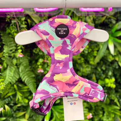 'Blush it Off' - Pink, Purple, Pastel Mint & Lemon Camo Pattern Dog Harness
