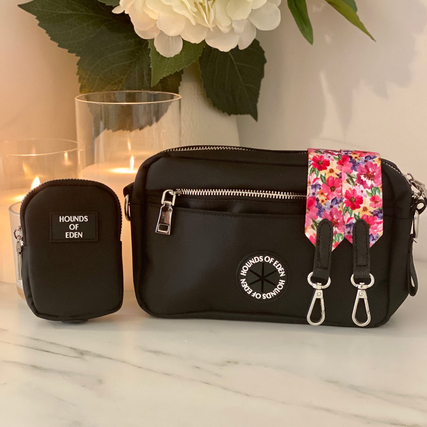 Ulti-Mate Dog Walking Bag - Black - Silver Hardware