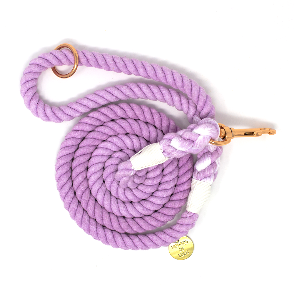 Lilac Dreams - Lilac Cotton Rope Lead - Rose Gold Hardware